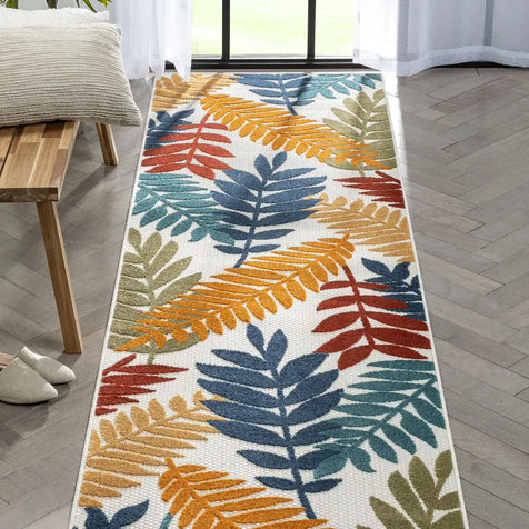 Mariah Ivory Multi Tropical Indoor Outdoor Rug