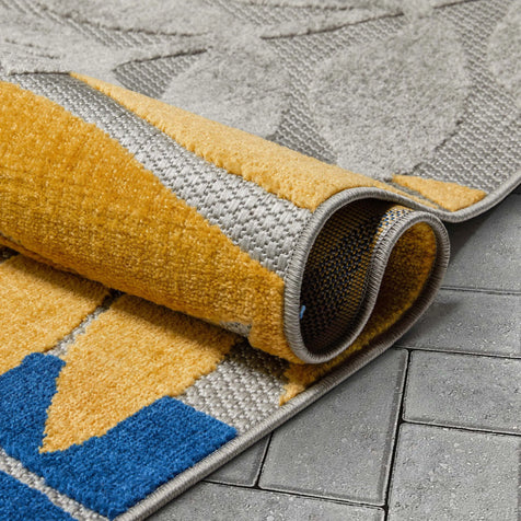 Mariah Grey Tropical Indoor Outdoor Rug