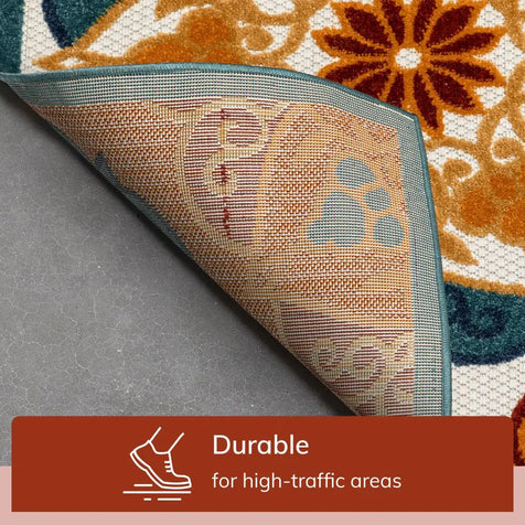 Cabo Floral Bold Multi-Color Indoor/Outdoor High-Low Rug