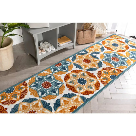 Cabo Floral Bold Multi-Color Indoor/Outdoor High-Low Rug