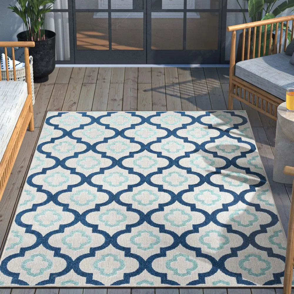 Illuminate Blue Modern Indoor Outdoor Rug Well Woven