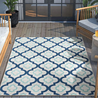 Illuminate Blue Modern Indoor Outdoor Rug Well Woven