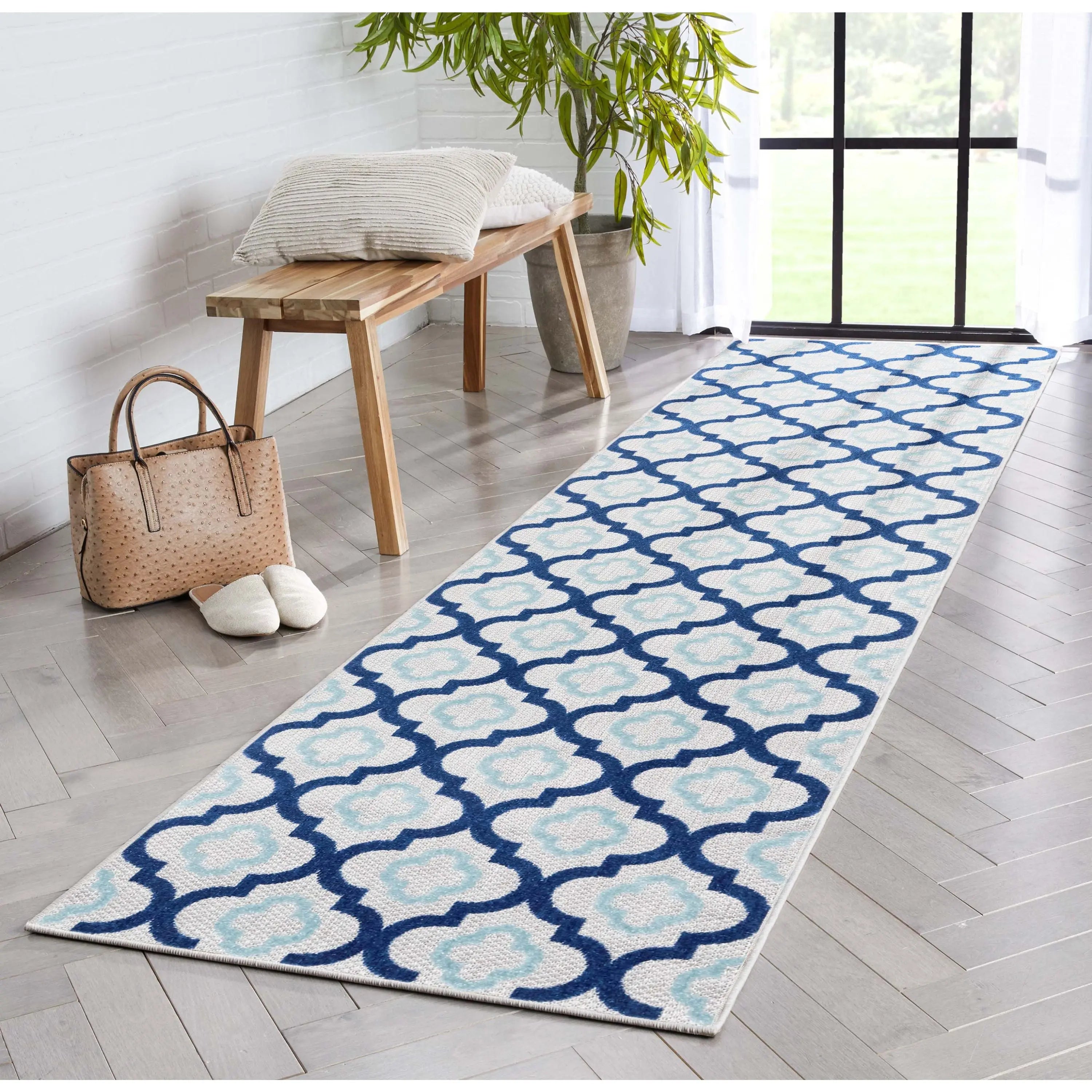 Illuminate Blue Modern Indoor Outdoor Rug Well Woven