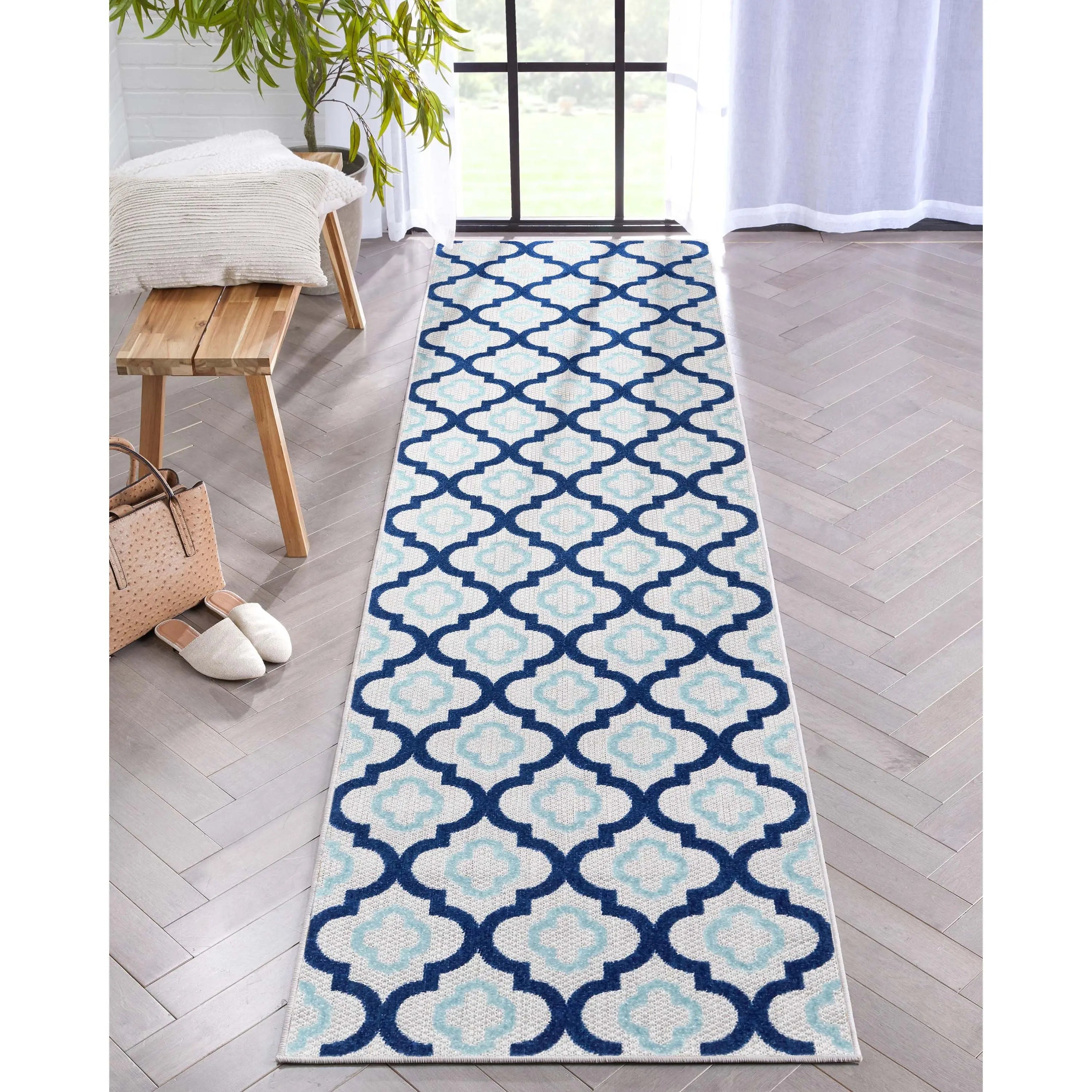 Illuminate Blue Modern Indoor Outdoor Rug Well Woven