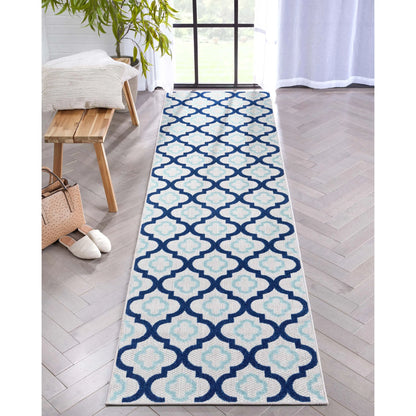 Illuminate Blue Modern Indoor Outdoor Rug Well Woven