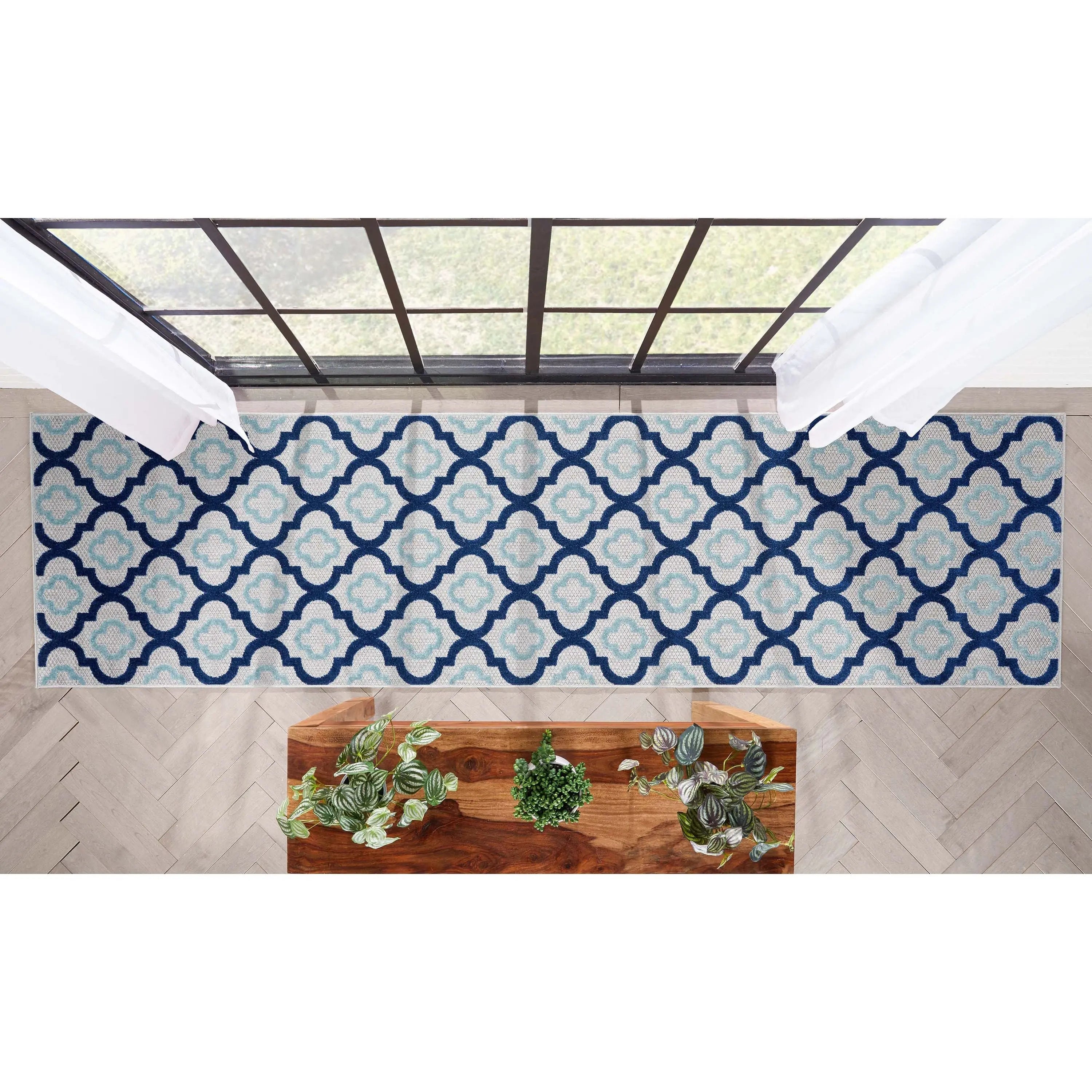 Illuminate Blue Modern Indoor Outdoor Rug Well Woven