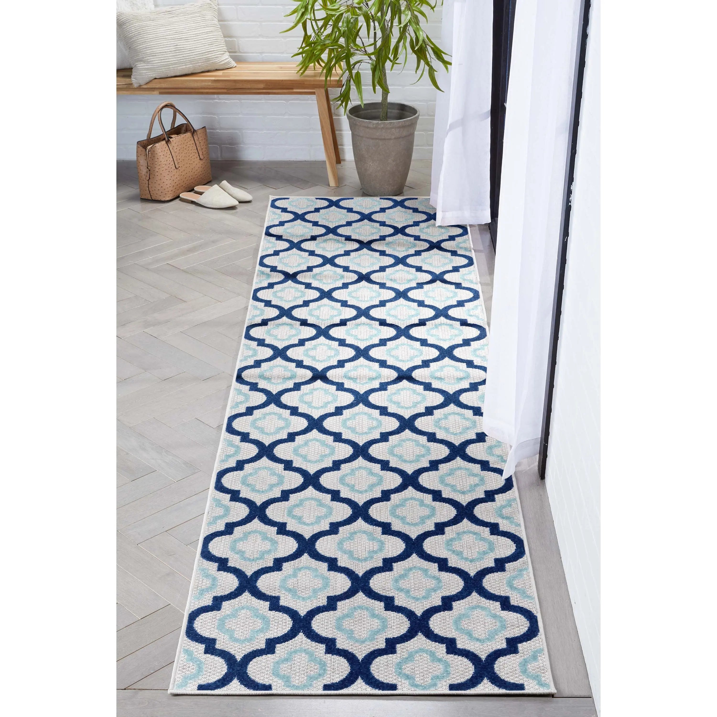 Illuminate Blue Modern Indoor Outdoor Rug Well Woven