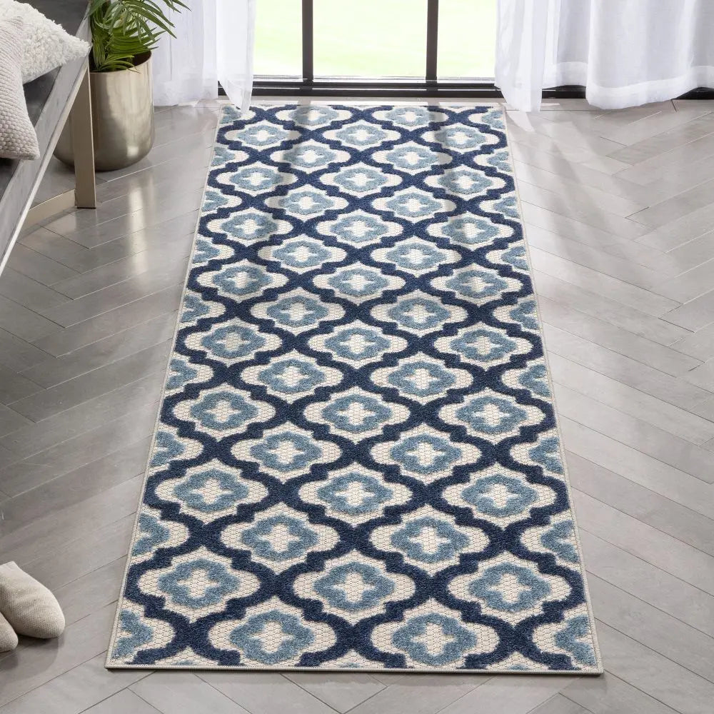 Illuminate Blue Modern Indoor Outdoor Rug Well Woven