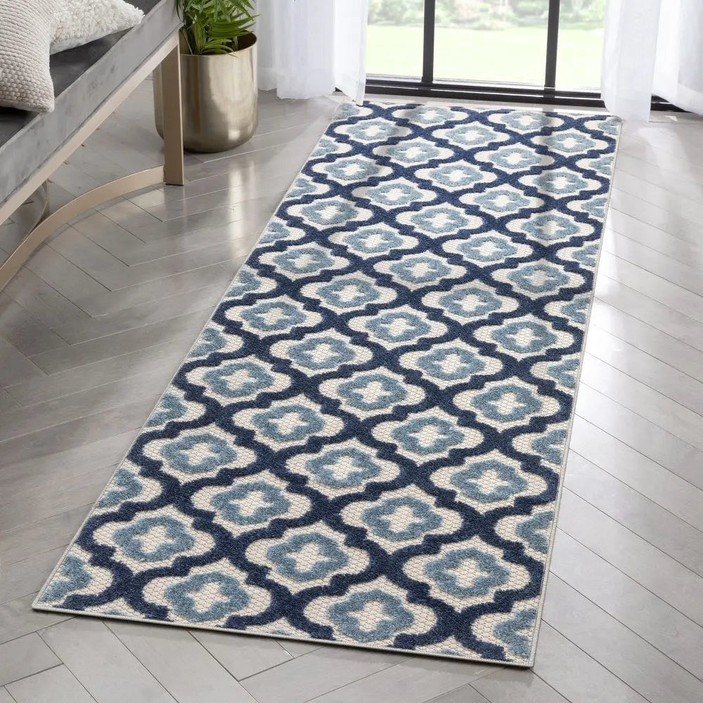 Illuminate Blue Modern Indoor Outdoor Rug Well Woven