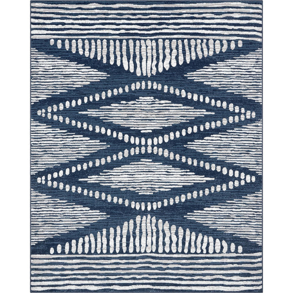 Aosta Tribal Diamond Pattern Blue Rug
