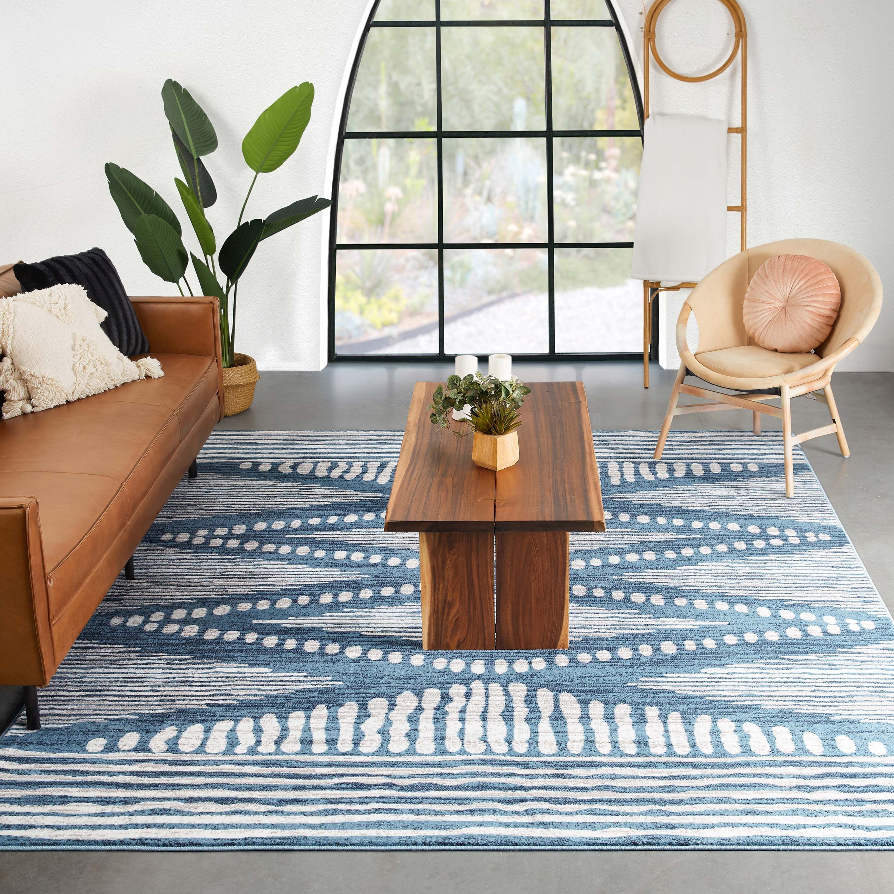 Aosta Tribal Diamond Pattern Light Blue Rug