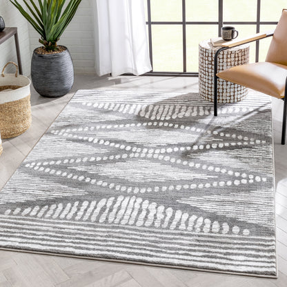 Aosta Tribal Diamond Pattern Grey Rug