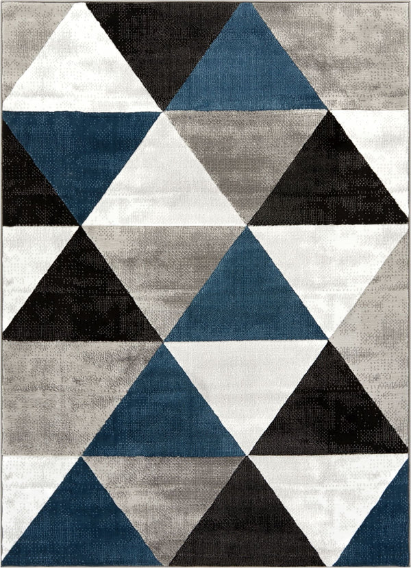 Retro Shapes Blue Modern Rug 7'10" x 9'10"