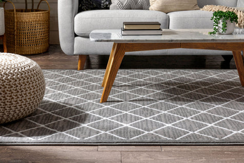 Moto Moroccan Lattice Trellis Grey Rug