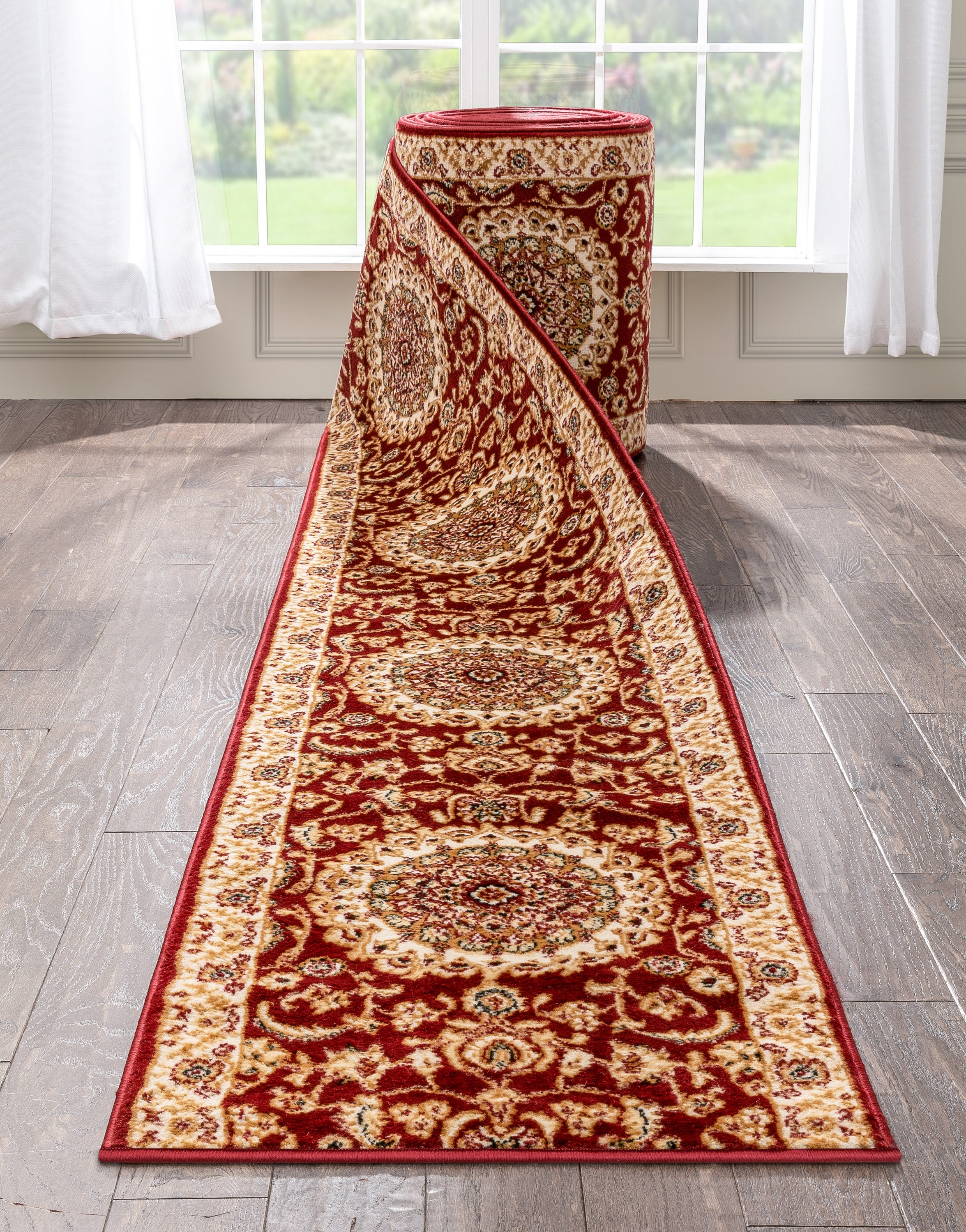 Custom Size Runner Medallion Oriental  Persian Pattern Red Choose Your Width x Choose Your Length Hallway Runner Rug