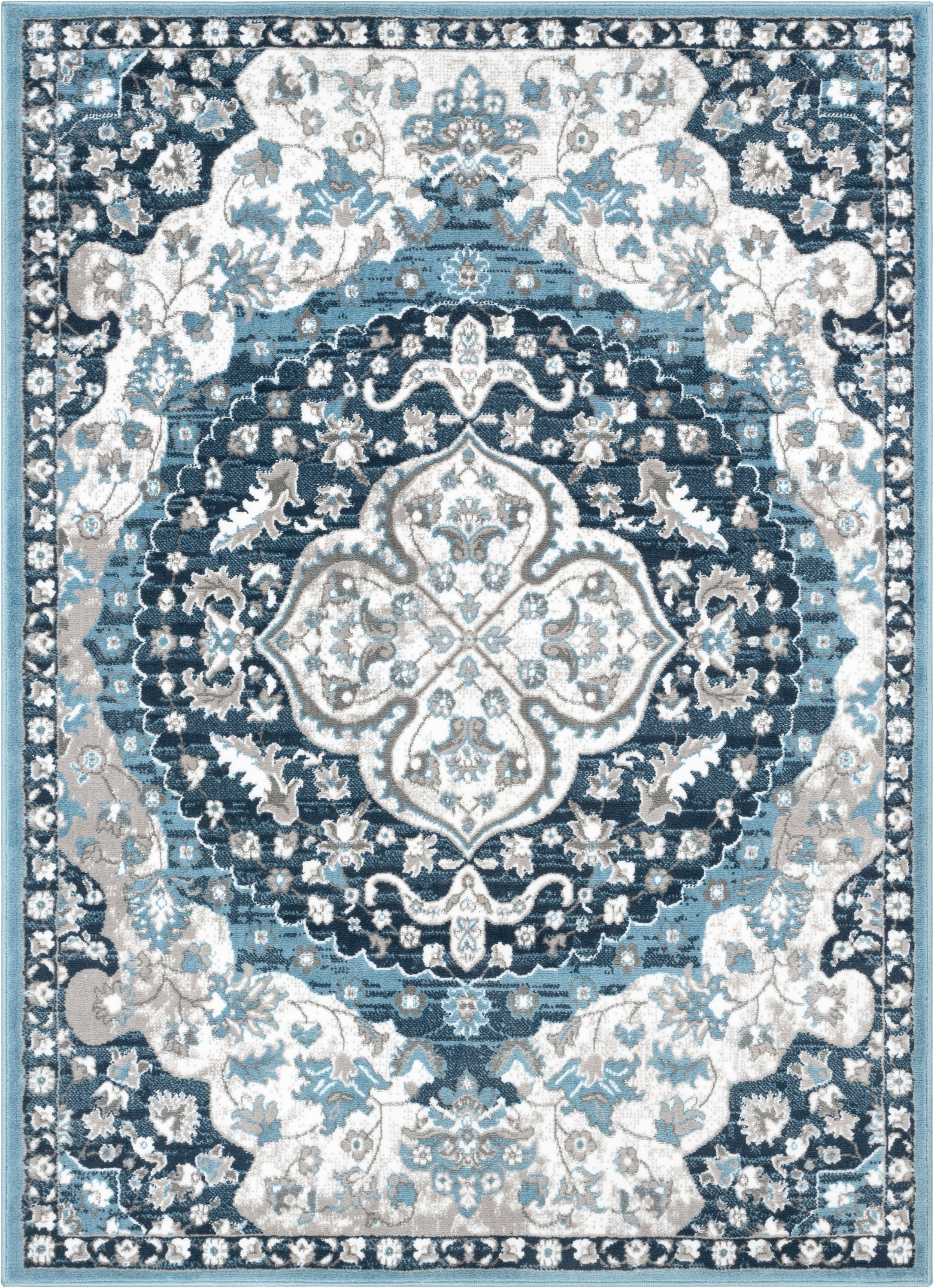 Granada Transitional Oriental Medallion Pattern Blue Rug