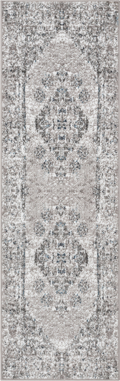 Trieste Vintage Floral Medallion Pattern Ivory Grey Rug