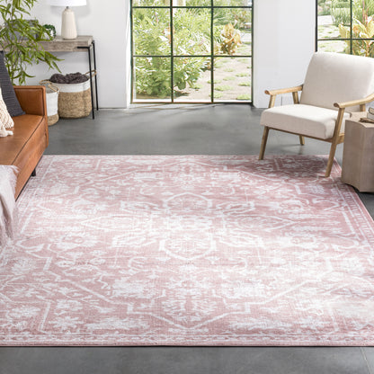 Disa Vintage Medallion Blush Soft Rug By Chill Rugs