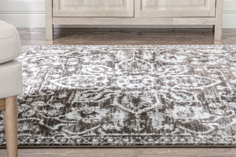 Disa Vintage Medallion Grey Soft Rug By Chill Rugs