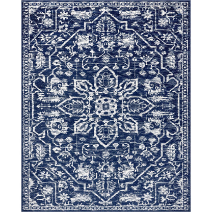 Disa Vintage Medallion Dark Blue Soft Rug By Chill Rugs