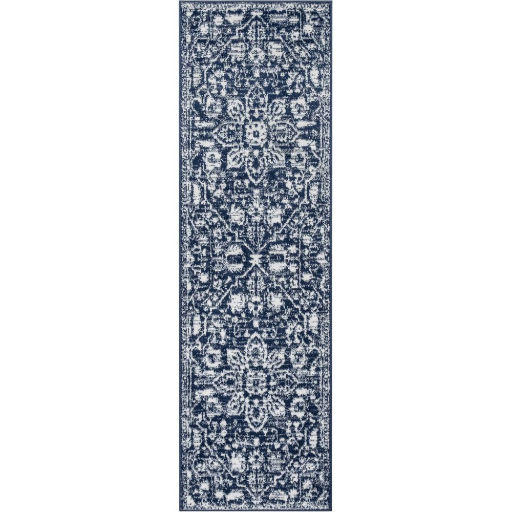 Disa Vintage Medallion Dark Blue Soft Rug By Chill Rugs