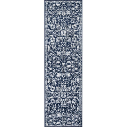 Disa Vintage Medallion Dark Blue Soft Rug By Chill Rugs