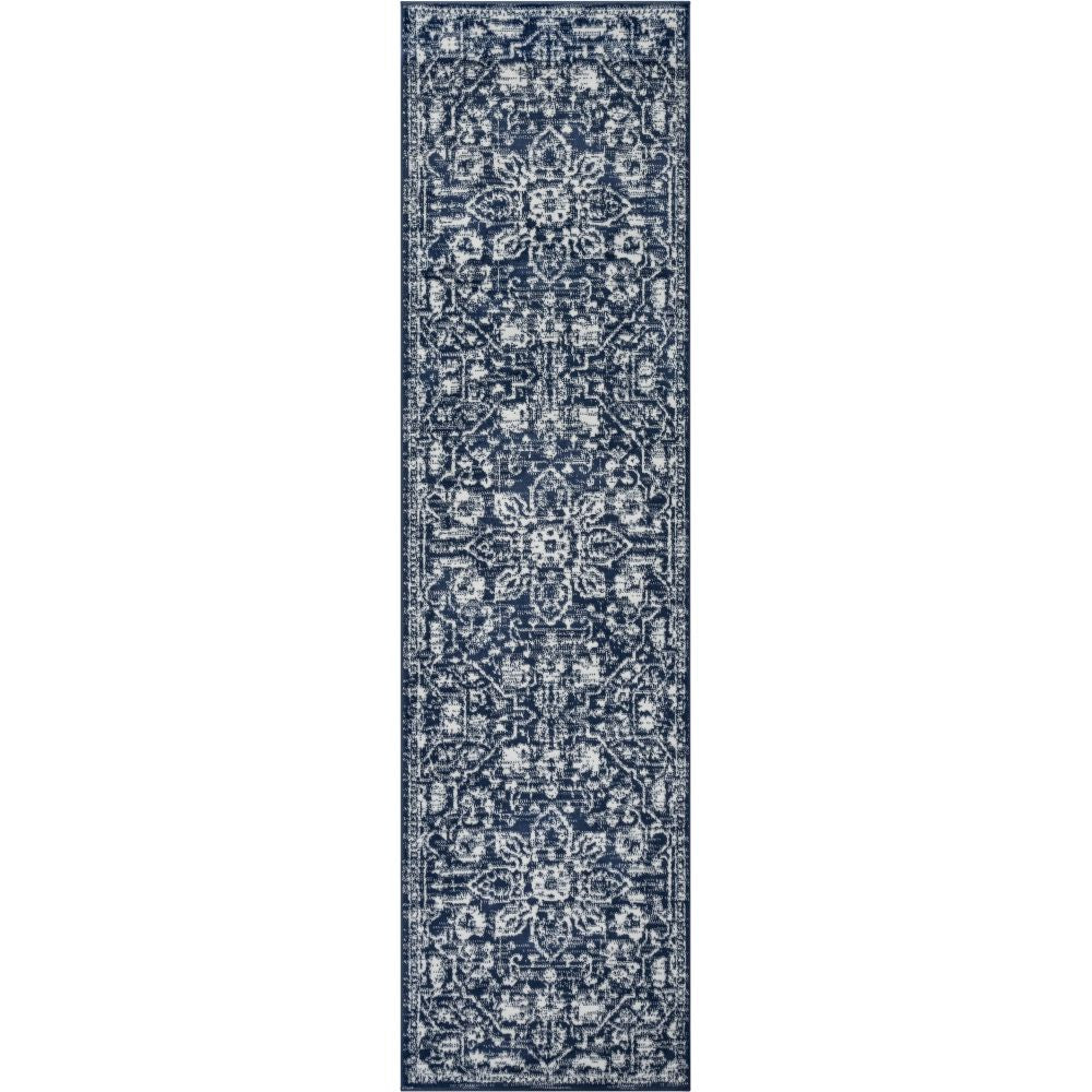 Disa Vintage Medallion Dark Blue Soft Rug By Chill Rugs