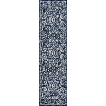 Disa Vintage Medallion Dark Blue Soft Rug By Chill Rugs