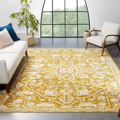 Disa Vintage Medallion Gold Soft Rug By Chill Rugs