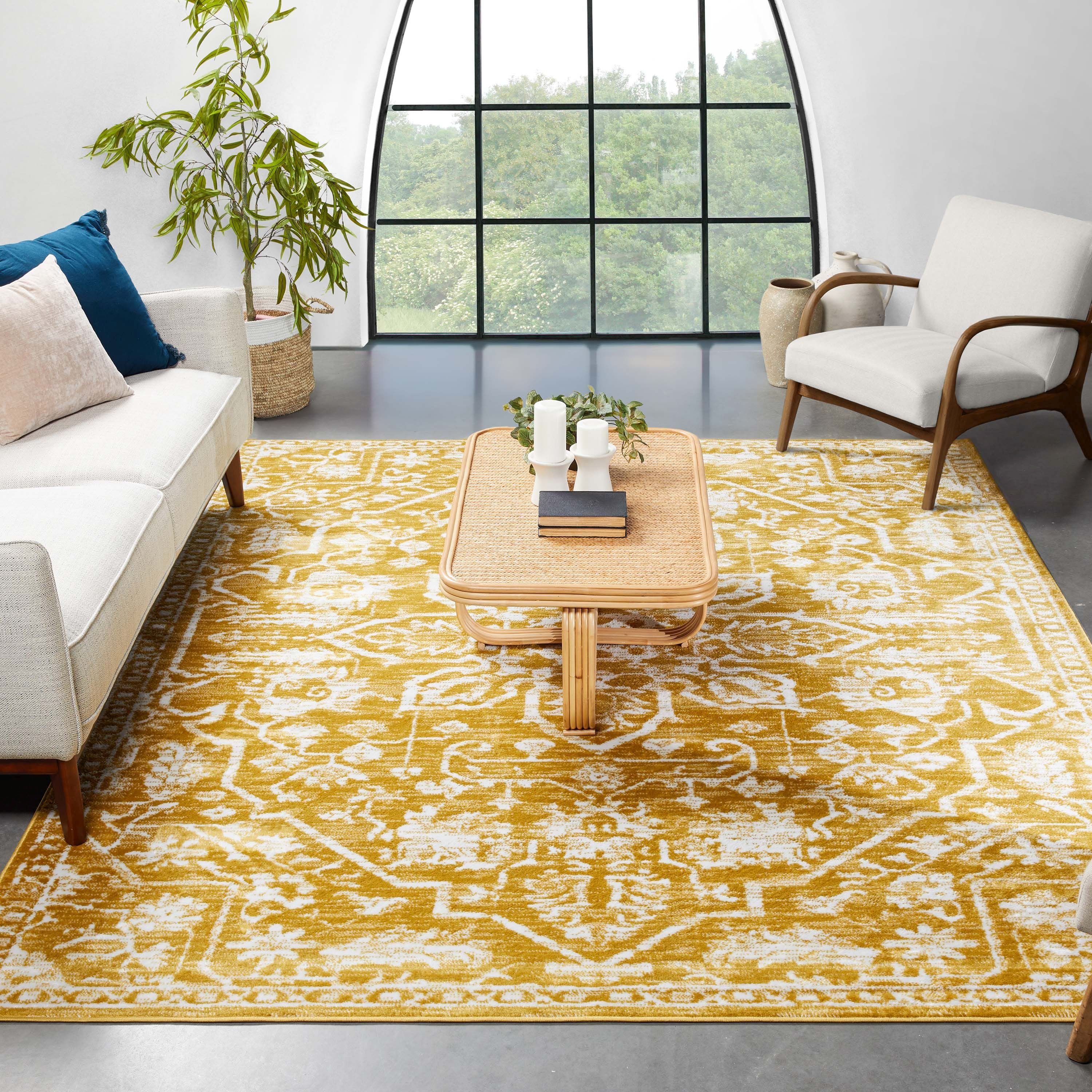 Disa Vintage Medallion Gold Soft Rug By Chill Rugs