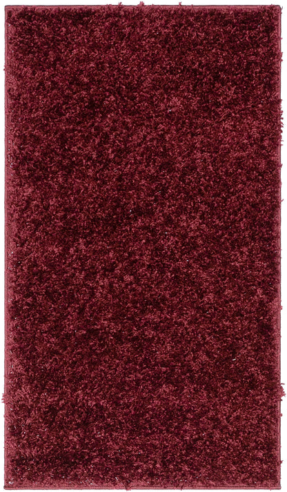 Emerson Modern Solid Deep Red Textured Shag Rug