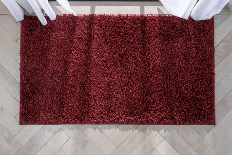 Emerson Modern Solid Deep Red Textured Shag Rug