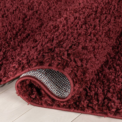 Emerson Modern Solid Deep Red Textured Shag Rug