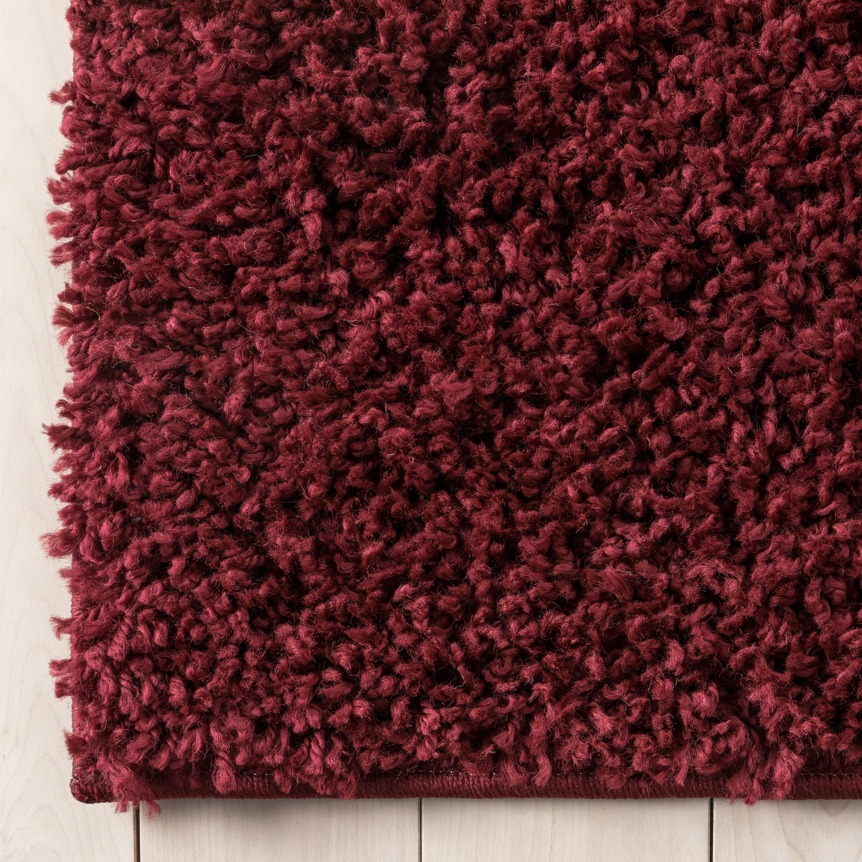 Emerson Modern Solid Deep Red Textured Shag Rug