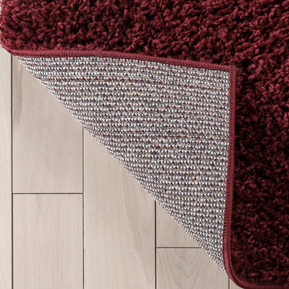 Emerson Modern Solid Deep Red Textured Shag Rug