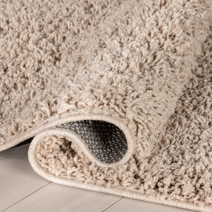 Emerson Modern Solid Beige Textured Shag Rug