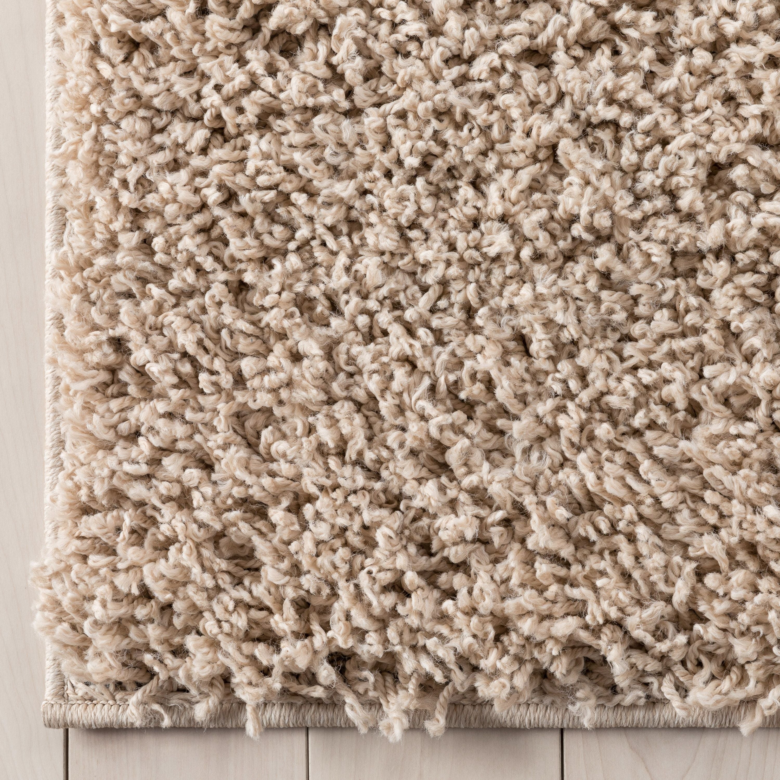 Emerson Modern Solid Beige Textured Shag Rug