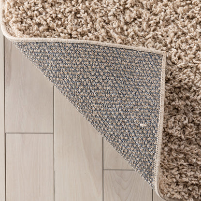 Emerson Modern Solid Beige Textured Shag Rug