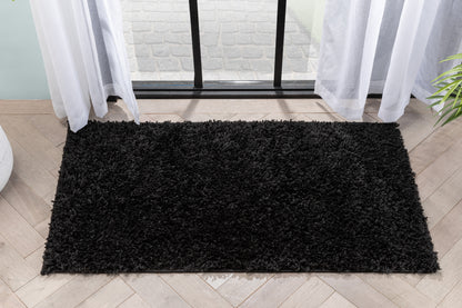 Emerson Modern Solid Black Textured Shag Rug