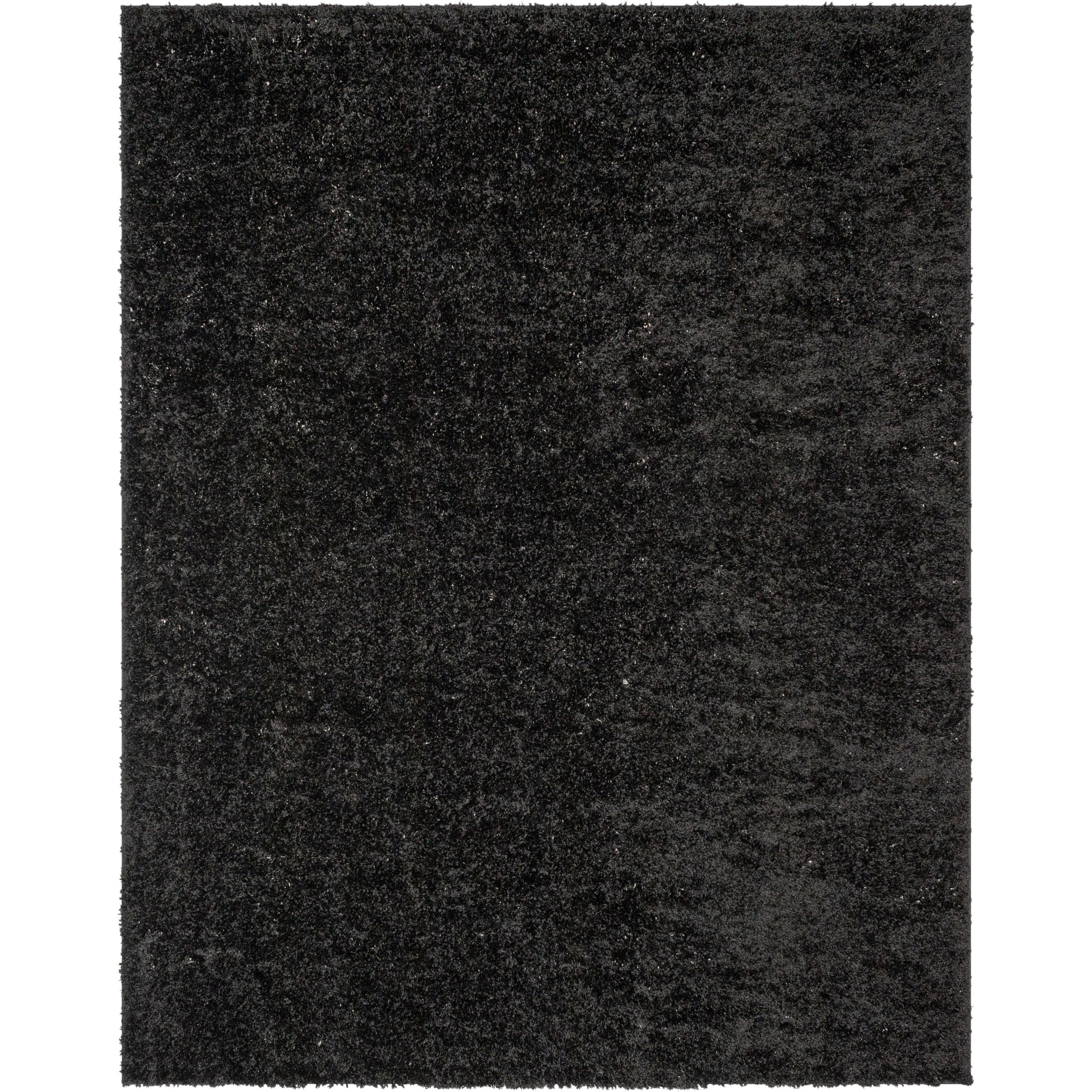 Emerson Modern Solid Black Textured Shag Rug