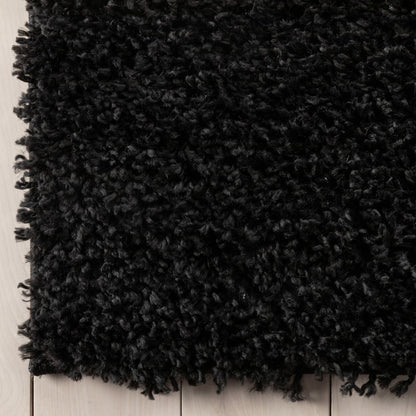 Emerson Modern Solid Black Textured Shag Rug