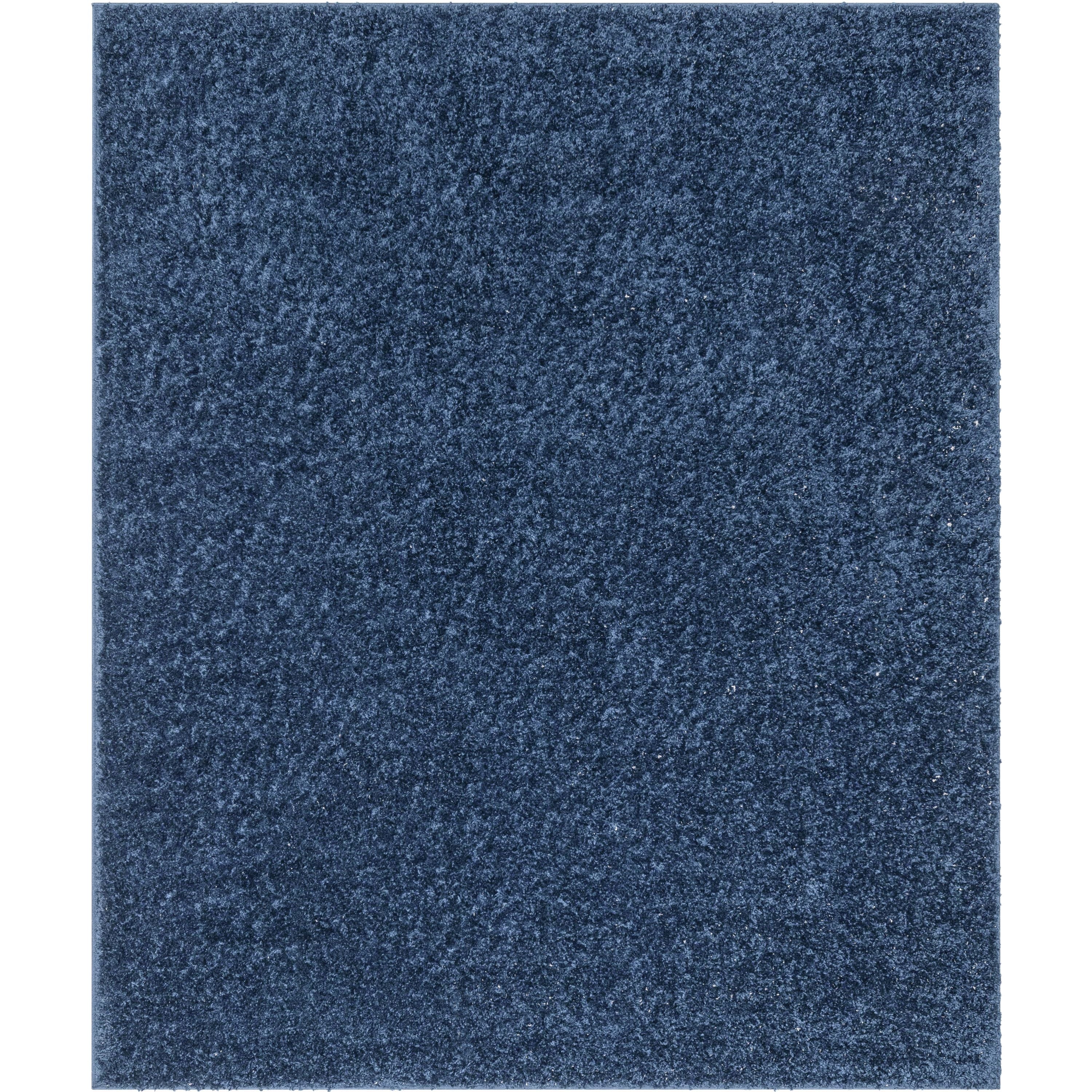 Emerson Modern Solid Dark Blue Textured Shag Rug