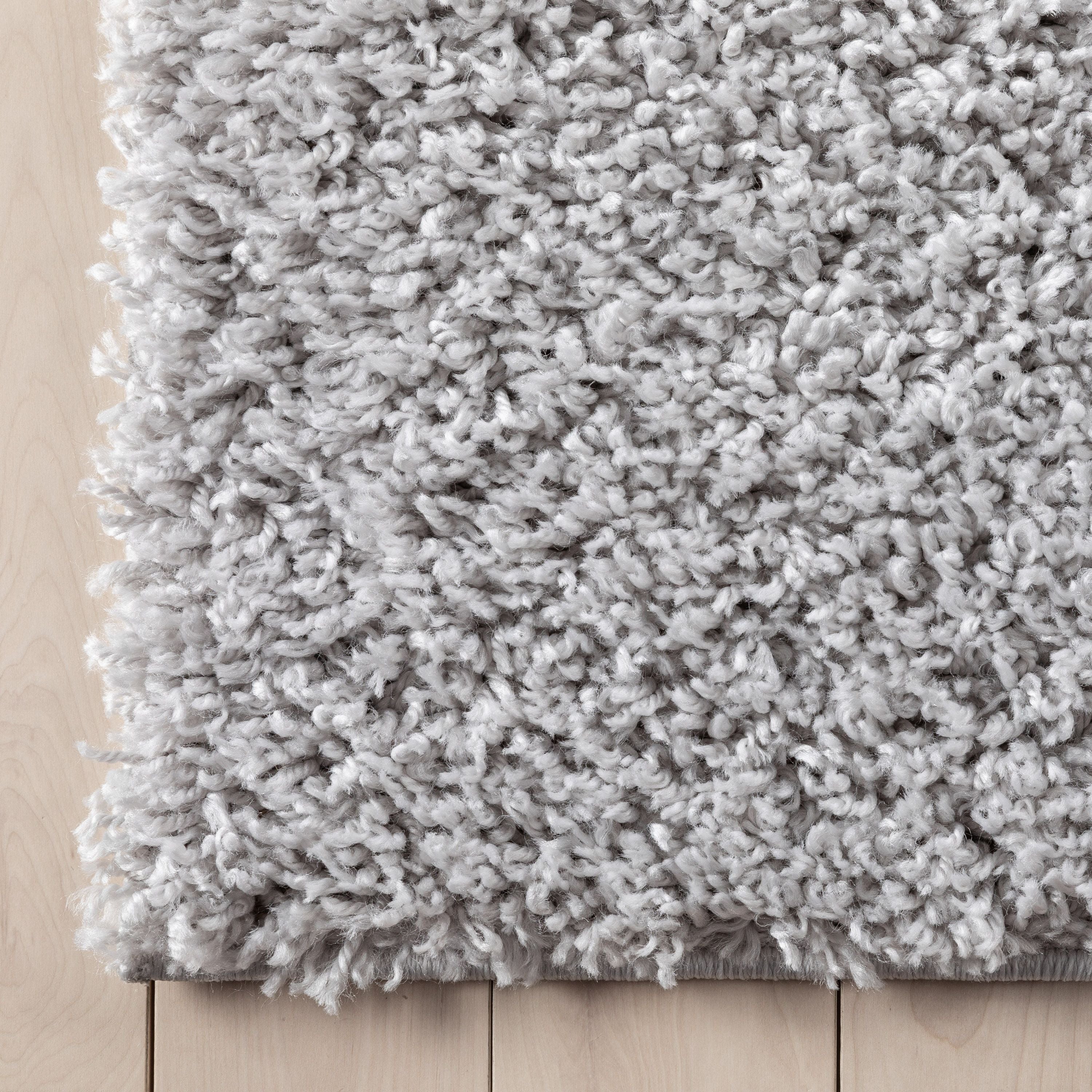 Emerson Modern Solid Light Grey Textured Shag Rug