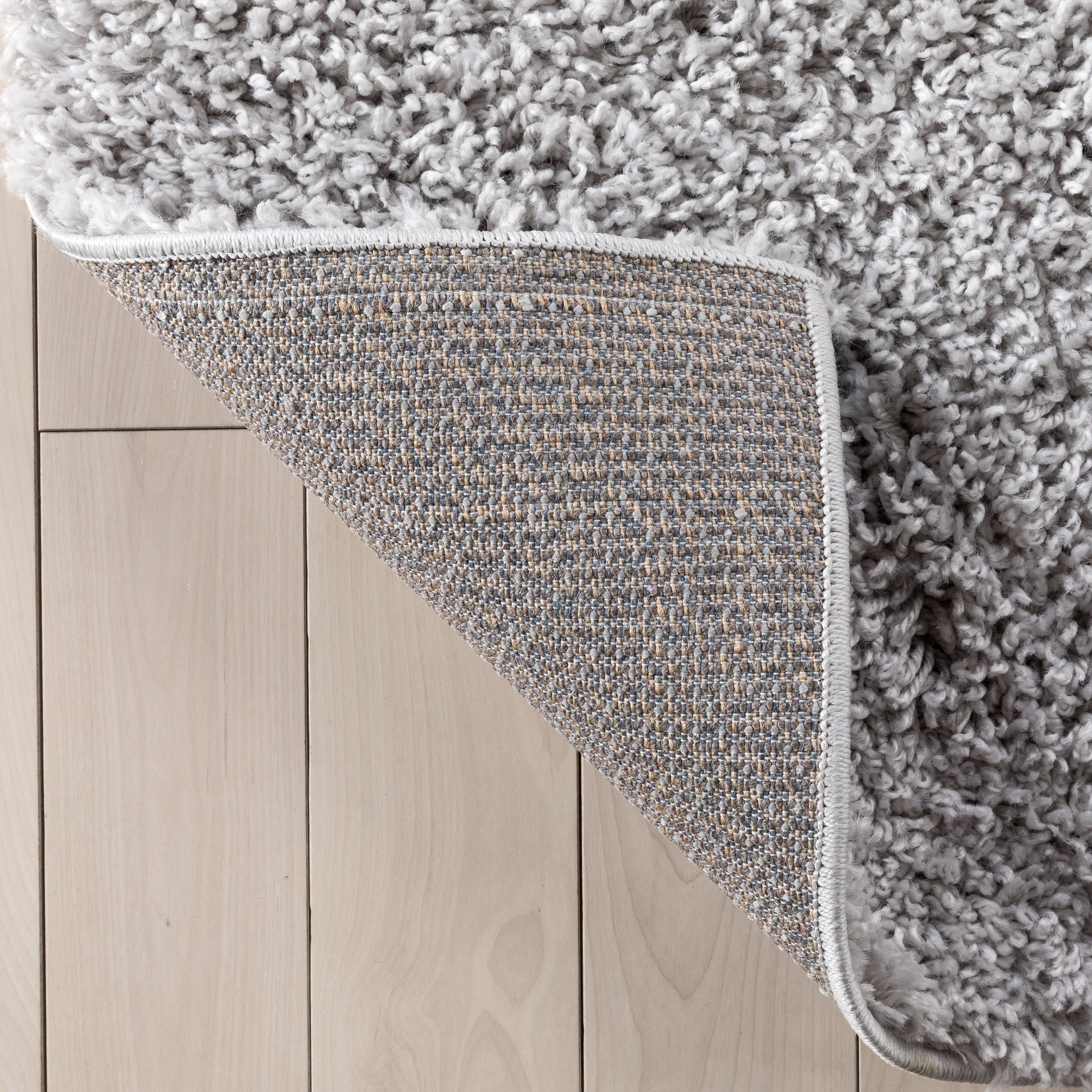 Emerson Modern Solid Light Grey Textured Shag Rug