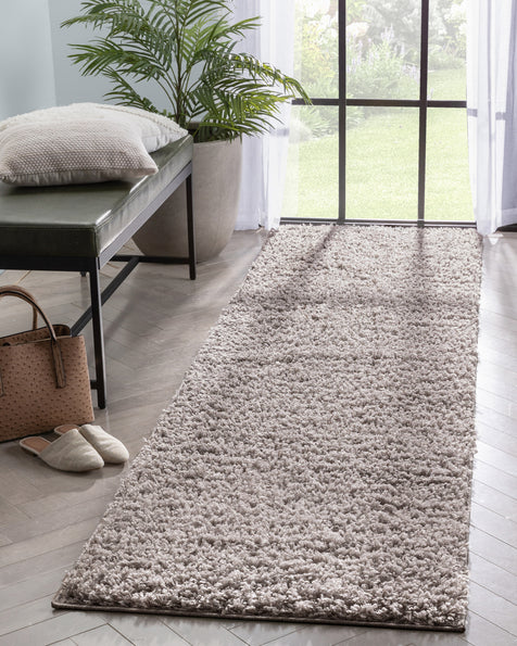 Emerson Modern Solid Taupe Textured Shag Rug