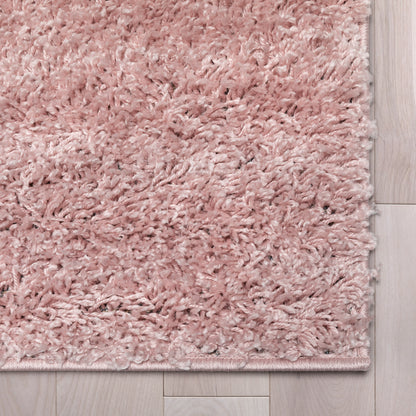 Emerson Modern Solid Pink Textured Shag Rug