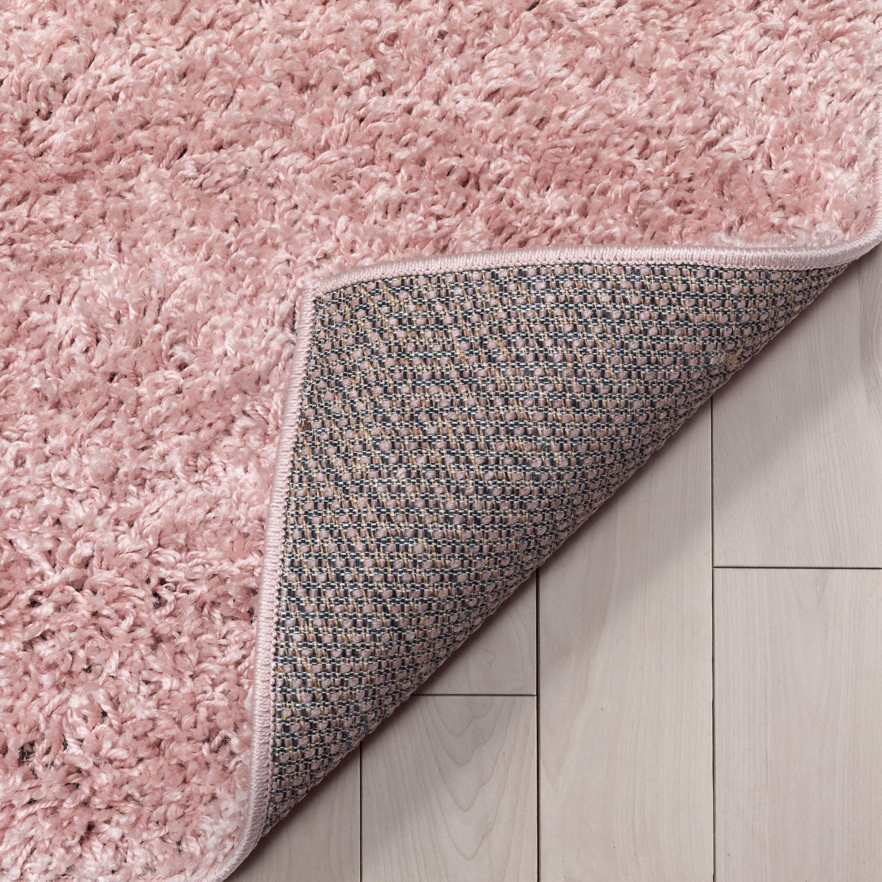 Emerson Modern Solid Pink Textured Shag Rug