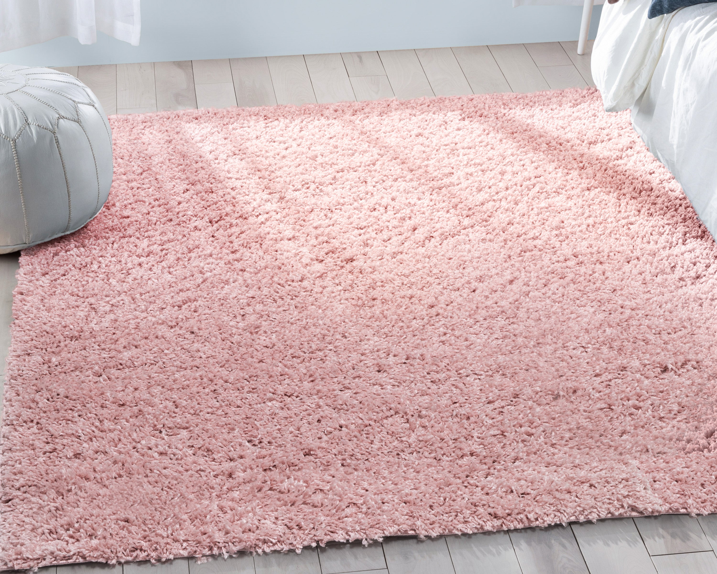 Emerson Modern Solid Pink Textured Shag Rug