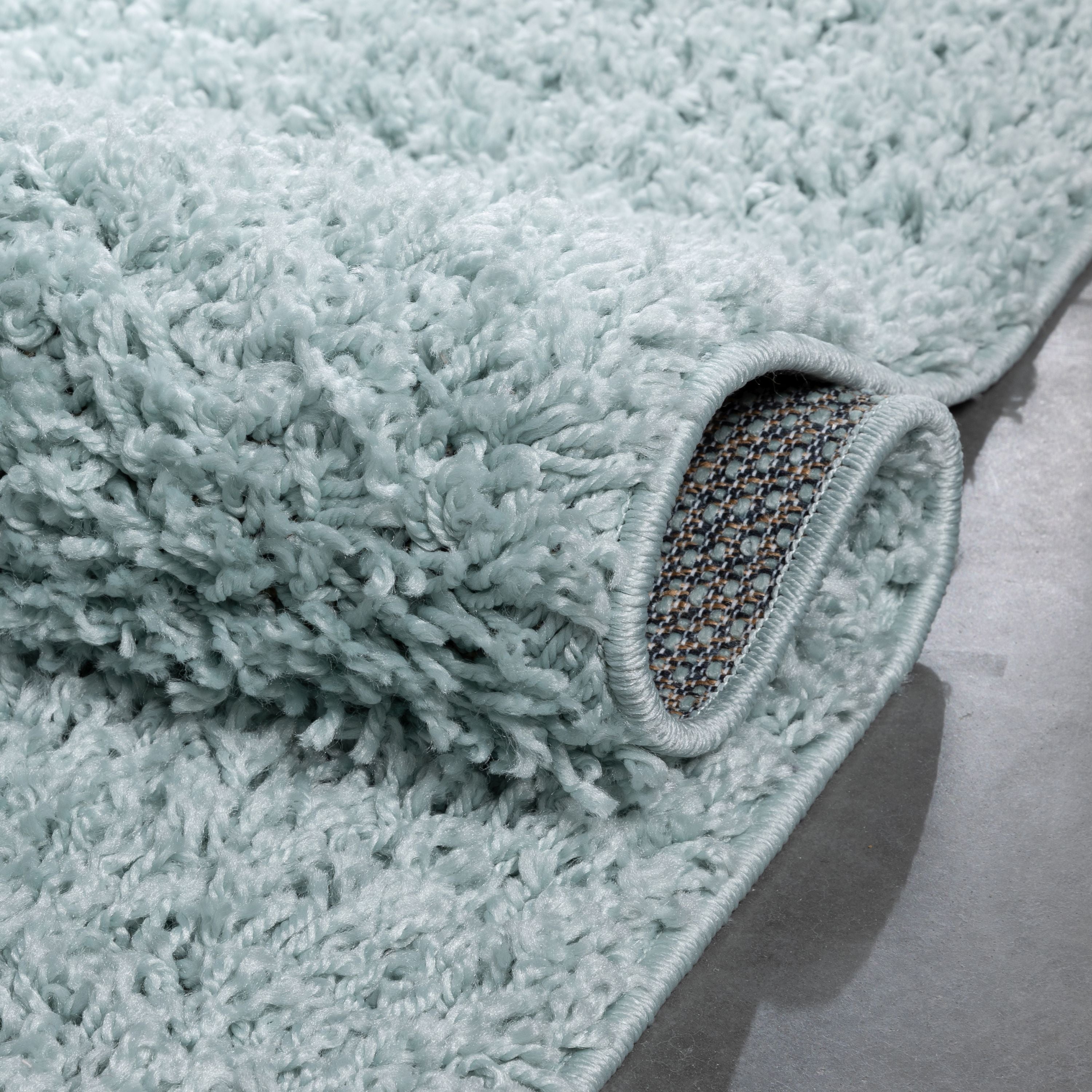 Emerson Modern Solid Seafoam Green Textured Shag Rug