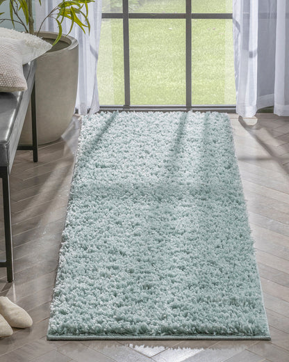 Emerson Modern Solid Seafoam Green Textured Shag Rug